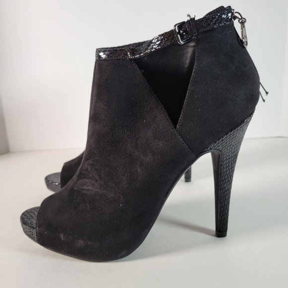 GBG Los Angeles GGCOLSEN Black Textured Snake Peeptoe Heels Women Sz 10 NWT - Picture 8 of 12